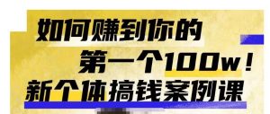 群响新个体钱搞案例库,可直以接抄作业的新体个搞钱案例库,如何赚到你的第一个100w-风淘社