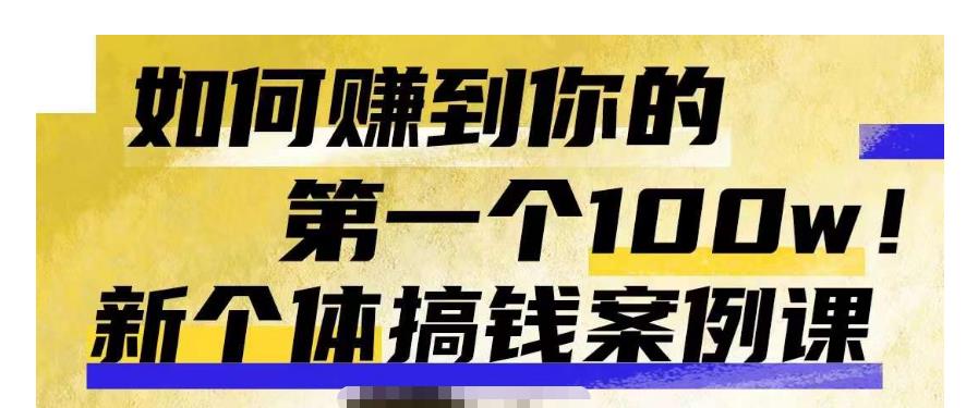 群响新个体钱搞案例库,可直以接抄作业的新体个搞钱案例库,如何赚到你的第一个100w-风淘社