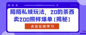 陌陌私域玩法,20的茶西卖200照样爆单【揭秘】-风淘社