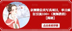 亲测微信卖写真项目,单日疯狂引流100+(视频教程)【揭秘】-风淘社