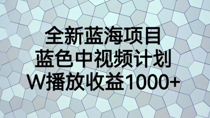 全新蓝海项目，蓝色中视频计划，1W播放量1000+【揭秘】-风淘社