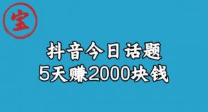 宝哥·风向标发现金矿,抖音今日话题玩法,5天赚2000块钱【拆解】-风淘社
