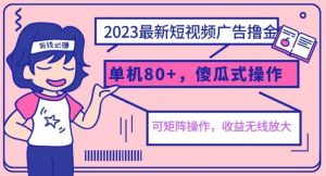 2023最新玩法短视频广告撸金,亲测单机收益80+,可矩阵,傻瓜式操作,小白可上手【揭秘】-风淘社