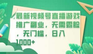 最新视频号直播游戏推广副业，无需露脸，无门槛，日入1000+【揭秘】-风淘社