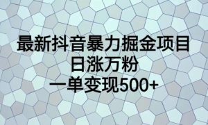 最新抖音暴力掘金项目,日涨万粉,一单变现500+【揭秘】-风淘社