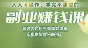 人人可操作、学完不焦虑的副业赚钱课，普通人如何打造爆款课程，实现副业收入翻倍-风淘社