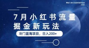 7月小红书流量掘金最新玩法,冷门蓝海小项目,日入200+【揭秘】-风淘社