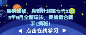 重磅揭秘,男粉计划第七代2023年8月全新玩法,更加适合新手-风淘社