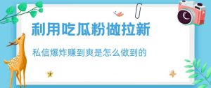 利用吃瓜粉做拉新,私信爆炸日入1000+赚到爽是怎么做到的【揭秘】-风淘社
