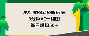小红书图文矩阵玩法,3分钟AI一组图,每日爆粉50+【揭秘】-风淘社
