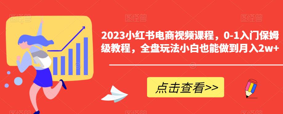 2023小红书电商视频课程,0-1入门保姆级教程,全盘玩法小白也能做到月入2w+-风淘社