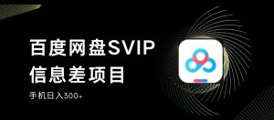 百度网盘SVIP信息差项目，0投入小白极速上手，手机稳定日入300+【揭秘】-风淘社