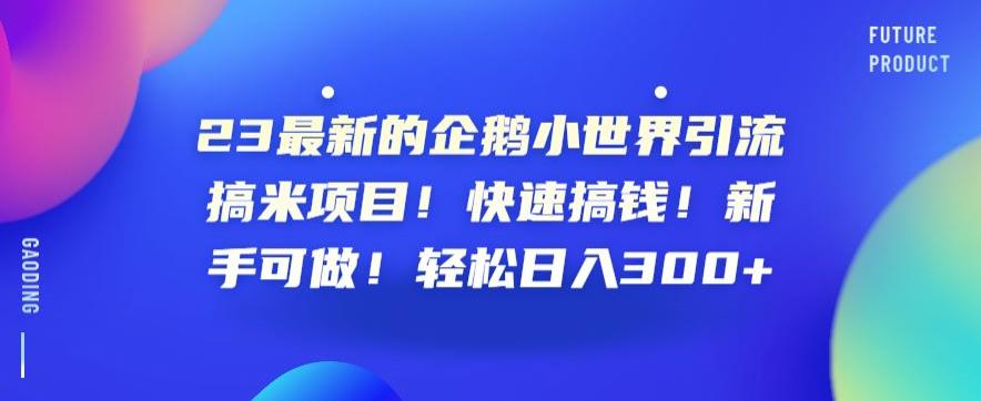 23最新的企鹅小世界引流搞米项目！快速搞钱！新手可做！轻松日入300+【揭秘】-风淘社