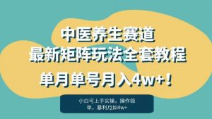 暴利赛道中医养生赛道最新矩阵玩法,单月单号月入4w+!【揭秘】-风淘社