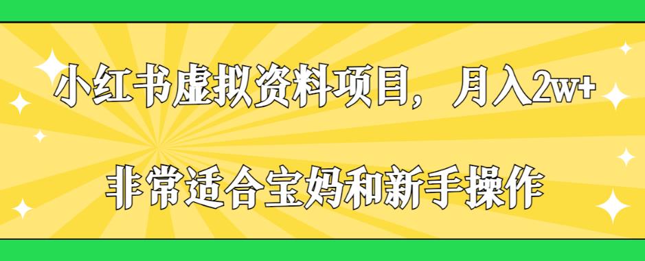 小红书虚拟资料项目,月入2w+,非常适合宝妈和新手操作【揭秘】-风淘社