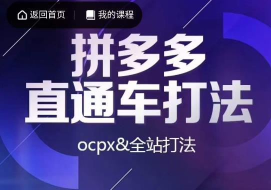 互力·拼多多直通车打法，ocpx&全站打法-风淘社