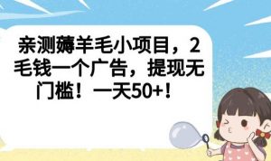 亲测薅羊毛小项目,2毛钱一个广告,提现无门槛!一天50+【揭秘】-风淘社