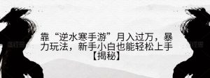 靠“逆水寒手游”月入过万，暴力玩法，新手小白也能轻松上手【揭秘】-风淘社