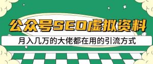 公众号SEO虚拟资料,操作简单,日入500+,可批量操作【揭秘】-风淘社