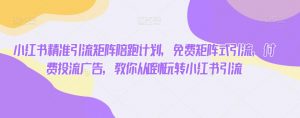 小红书精准引流矩阵陪跑计划,免费矩阵式引流,付费投流广告,教你从0到1玩转小红书引流-风淘社