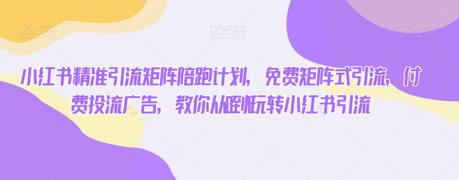 小红书精准引流矩阵陪跑计划,免费矩阵式引流,付费投流广告,教你从0到1玩转小红书引流-风淘社