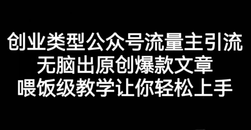 创业类型公众号流量主引流项目，无脑出原创爆款文章，喂饭级教学让你轻松上手【揭秘】-风淘社