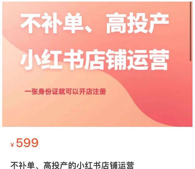 不补单、高投产的小红书店铺运营,一张身份证就可以开店注册-风淘社