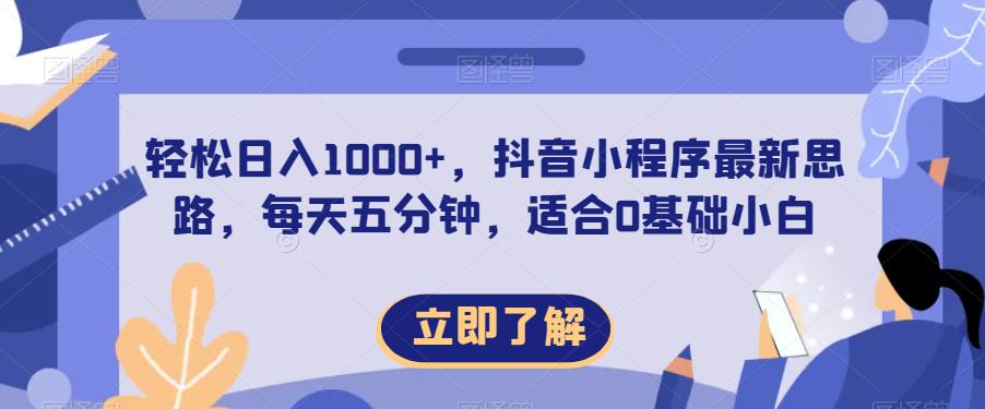 轻松日入1000+,抖音小程序最新思路,每天五分钟,适合0基础小白【揭秘】-风淘社