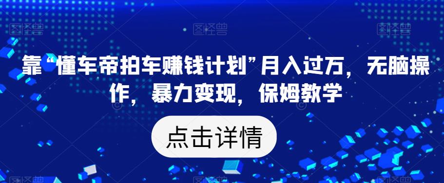 靠“懂车帝拍车赚钱计划”月入过万，无脑操作，暴力变现，保姆教学【揭秘】-风淘社