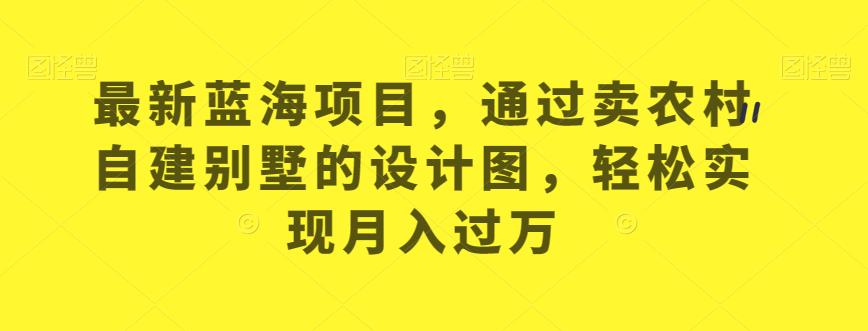 最新蓝海项目,通过卖农村自建别墅的设计图,轻松实现月入过万【揭秘】-风淘社