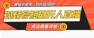视频号短剧无人直播，螺旋起号，单号日收益1000+【揭秘】-风淘社