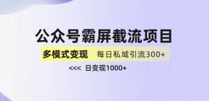 公众号霸屏截流项目+私域多渠道变现玩法，全网首发，日入1000+【揭秘】-风淘社