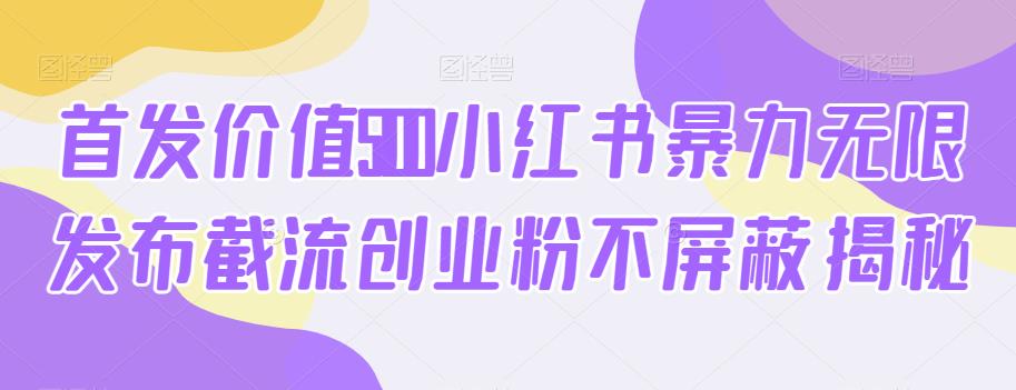 首发价值5100小红书暴力无限发布截流创业粉不屏蔽揭秘-风淘社