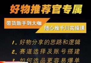 随心推千川带货实操进阶课,好物分享的思路和逻辑,赛道选择及账号搭建-风淘社