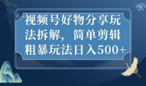 视频号好物分享玩法拆解,简单剪辑粗暴玩法日入500+【揭秘】-风淘社