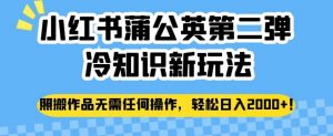 小红书蒲公英第二弹冷知识新玩法，照搬作品无需任何操作，轻松日入2000+【揭秘】-风淘社