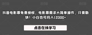 抖音电影票免费授权,电影票需求大简单操作,只要勤快!小白也可月入12000+【揭秘】-风淘社