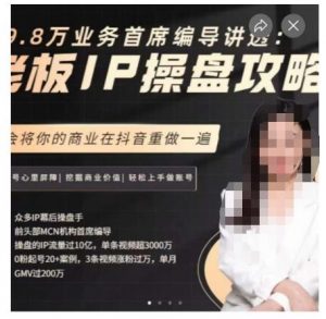 29.8万业务首席编导讲透:老板IP操盘攻略,学会将你的商业在抖音重做一遍-风淘社