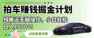 拍车赚钱掘金计划，纯搬运无脑操作，小白轻松日入1000+【揭秘】-风淘社