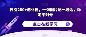日引200+创业粉,一张图片配一段话,稳定不封号【揭秘】-风淘社