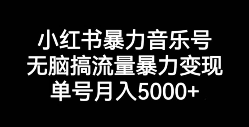 小红书暴力音乐号，无脑搞流量暴力变现，单号月入5000+-风淘社