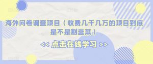 海外问卷调查项目(收费几千几万的项目到底是不是割韭菜)【揭秘】-风淘社