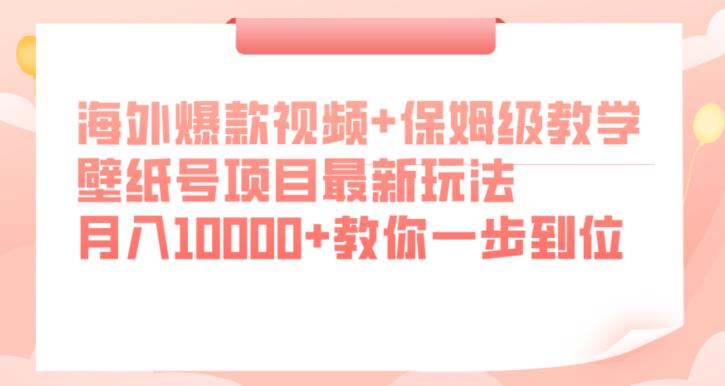 海外爆款视频+保姆级教学，壁纸号项目最新玩法，月入10000+教你一步到位【揭秘】-风淘社