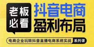 老板必看-抖音电商盈利布局,公开揭秘抖音电商全域布局打法-风淘社