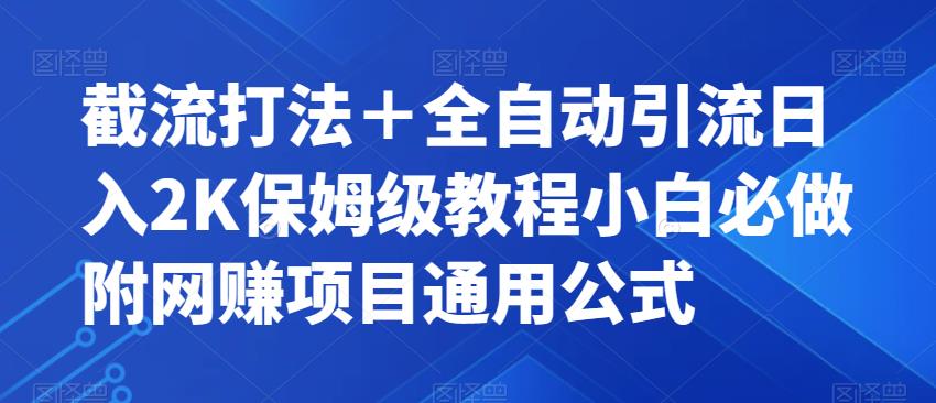 截流打法+全自动引流日入2K保姆级教程小白必做,附项目通用公式【揭秘】-风淘社