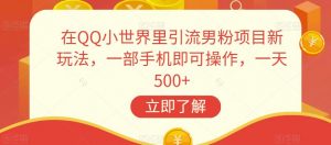 在QQ小世界里引流男粉项目新玩法,一部手机即可操作,一天500+【揭秘】-风淘社