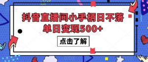 抖音直播间小手柄日不落单日变现500+【揭秘】-风淘社