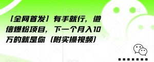【全网首发】有手就行，微信爆粉项目，下一个月入10万的就是你（附实操视频）【揭秘】-风淘社