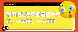 利用信息差卖明星图片项目,一单88,一天300【揭秘】-风淘社