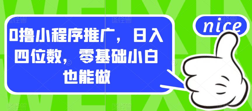 0撸小程序推广,日入四位数,零基础小白也能做【揭秘】-风淘社